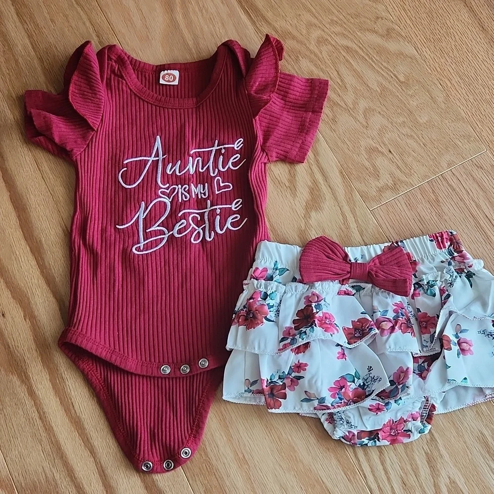 Auntie is my bestie Bodysuit and skirt matching set 0-3 months